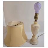 Vintage Italian Carved Alabaster Stone Table Lamp with Cream Shade