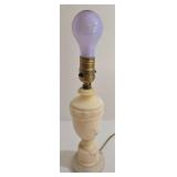 Vintage Italian Carved Alabaster Stone Table Lamp with Cream Shade