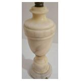 Vintage Italian Carved Alabaster Stone Table Lamp with Cream Shade