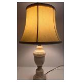 Vintage Italian Carved Alabaster Stone Table Lamp with Cream Shade