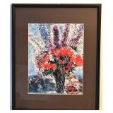 Marc Chagall Le Bouquet De Renoncules - Framed Print 17 x 21 in Under Glass