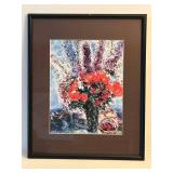 Marc Chagall Le Bouquet De Renoncules - Framed Print 17 x 21 in Under Glass