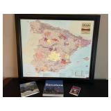 VinMaps Spain Map Reserva - Framed 34x31 in with 3 Travel Books