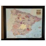 VinMaps Spain Map Reserva - Framed 34x31 in with 3 Travel Books