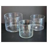 Glass Cylinder Vases (Lot of 3) - Largest 6 in Dia x 7 in H