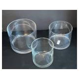 Glass Cylinder Vases (Lot of 3) - Largest 6 in Dia x 7 in H