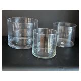 Glass Cylinder Vases (Lot of 3) - Largest 6 in Dia x 7 in H