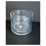 Glass Cylinder Vases (Lot of 3) - Largest 6 in Dia x 7 in H