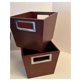Leather Fabric Wood Decorative Storage Containers (Lot of 5)