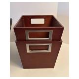 Leather Fabric Wood Decorative Storage Containers (Lot of 5)
