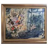 Framed Chagall Finestra Aperta Reproduction Print - Bouquet pres de la fenêtre