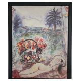 Marc Chagall Nude with Flower Basket Reproduction (Akt mit Blumenkorb) - 1955, Custom Framed