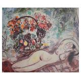 Marc Chagall Nude with Flower Basket Reproduction (Akt mit Blumenkorb) - 1955, Custom Framed