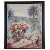Marc Chagall Nude with Flower Basket Reproduction (Akt mit Blumenkorb) - 1955, Custom Framed