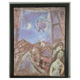 Framed Marc Chagall Reproduction Print - Evening at the Window (Abend am Fenster) - Circa 1950