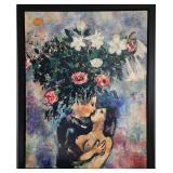 Marc Chagall Print Reproduction - Lovers Under Lilies (Les Amants sous les Fleurs de Lis)