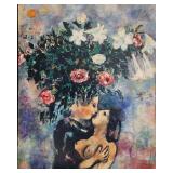 Marc Chagall Print Reproduction - Lovers Under Lilies (Les Amants sous les Fleurs de Lis)