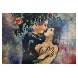 Marc Chagall Print Reproduction - Lovers Under Lilies (Les Amants sous les Fleurs de Lis)