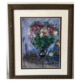 Marc Chagall Bouquet de fleurs au-dessus du village - Framed Print 18x22