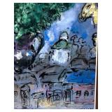 Marc Chagall Bouquet de fleurs au-dessus du village - Framed Print 18x22