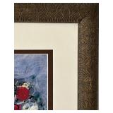 Marc Chagall Bouquet de fleurs au-dessus du village - Framed Print 18x22