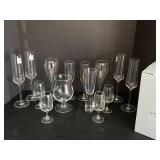 Various Wine Drinking Glasses including Zwiesel Glas Pure Champagne Glasses - 11 in Tall, 14-Piece Lot