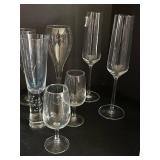 Various Wine Drinking Glasses including Zwiesel Glas Pure Champagne Glasses - 11 in Tall, 14-Piece Lot