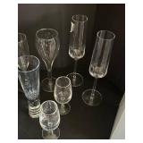 Various Wine Drinking Glasses including Zwiesel Glas Pure Champagne Glasses - 11 in Tall, 14-Piece Lot