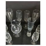 Various Wine Drinking Glasses including Zwiesel Glas Pure Champagne Glasses - 11 in Tall, 14-Piece Lot