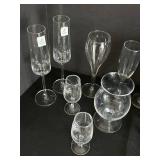 Various Wine Drinking Glasses including Zwiesel Glas Pure Champagne Glasses - 11 in Tall, 14-Piece Lot