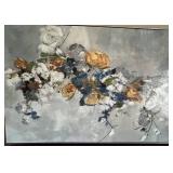 XL Modern Floral Abstract Painting on Canvas - 59 x 40 in - Unsigned