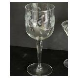 Etched Glassware - 4 Martini Glasses & 2 Large Wine Glasses (Lot of 6)