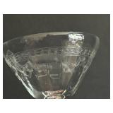 Etched Glassware - 4 Martini Glasses & 2 Large Wine Glasses (Lot of 6)