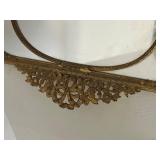 Vintage Hand Mirror with Cloisonné Medallions & Floral Inlay - 17 x 9 in