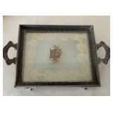 Silvercraft Vanity Tray - Silver Plate with Petit Point Lace Doily (9 x 6 in)