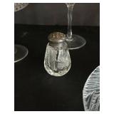 Etched Crystal Glassware Set - Amber Stemware, Salt Shaker & Leaf Plate