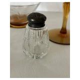 Etched Crystal Glassware Set - Amber Stemware, Salt Shaker & Leaf Plate