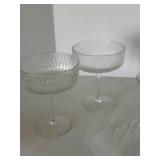 Etched Crystal Glassware Set - Amber Stemware, Salt Shaker & Leaf Plate