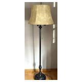 Vintage Floor Lamp - Bronze Base, Glass Shade - 65 in Tall, 16 in Shade Diameter