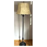 Vintage Floor Lamp - Bronze Base, Glass Shade - 65 in Tall, 16 in Shade Diameter