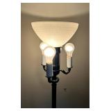 Vintage Floor Lamp - Bronze Base, Glass Shade - 65 in Tall, 16 in Shade Diameter