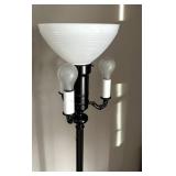 Vintage Floor Lamp - Bronze Base, Glass Shade - 65 in Tall, 16 in Shade Diameter