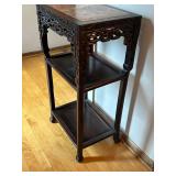 Antique Chinese Hardwood & Marble Side Table - 16 1/4W x 12D x 31H