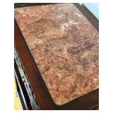 Antique Chinese Hardwood & Marble Side Table - 16 1/4W x 12D x 31H