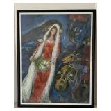 Marc Chagall La Mariée Framed Print Under Glass - 23-1/2 x 29 in (Black Frame)