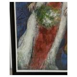 Marc Chagall La Mariée Framed Print Under Glass - 23-1/2 x 29 in (Black Frame)