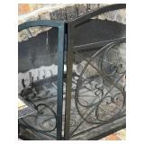 Black Iron Fireplace Screen - Medallion Center Design, 36 in W x 31 in H