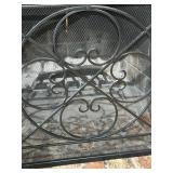 Black Iron Fireplace Screen - Medallion Center Design, 36 in W x 31 in H