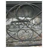 Black Iron Fireplace Screen - Medallion Center Design, 36 in W x 31 in H