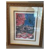 Marc Chagall Lovers Over The City - Limited Edition Print, Facsimile Signature, Framed